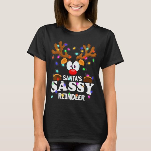 Christmas Men Women Santa's Sy Reindeer  Tシャツ (正面)
