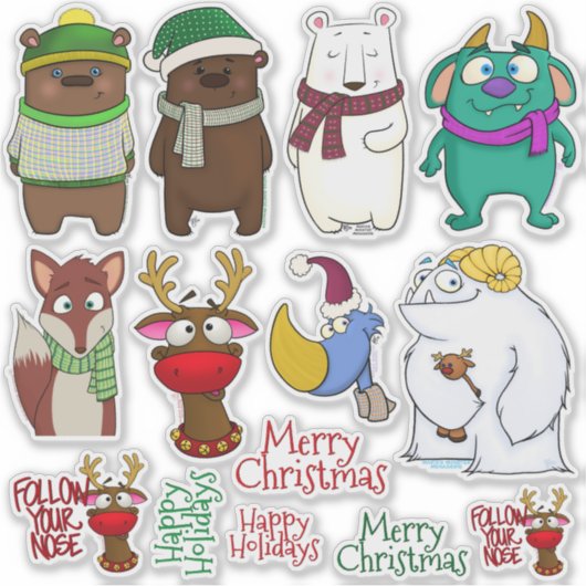 Christmas Menagerie Sticker Sheet シール (正面)