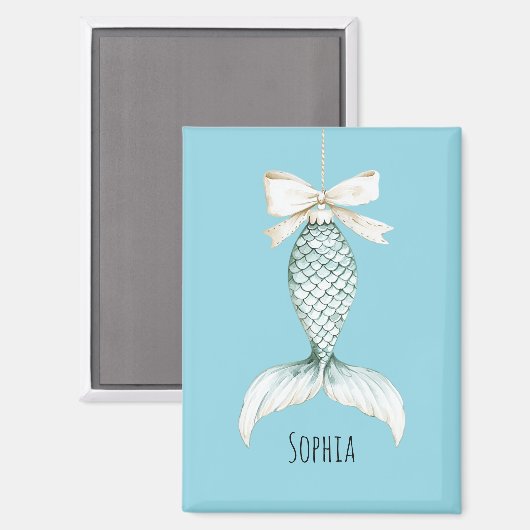 Christmas Mermaid Cream Bow マグネット (正面/裏面)