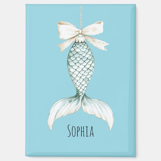 Christmas Mermaid Cream Bow マグネット (正面)