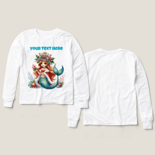 Christmas Mermaid Girls’ Tri-Blend Tee – Editable  (デザイン 正面＆背面)