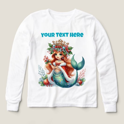 Christmas Mermaid Girls’ Tri-Blend Tee – Editable  (デザイン正面)