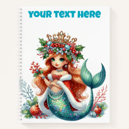 Christmas Mermaid Spiral Notebook – Editable Text ノートブック