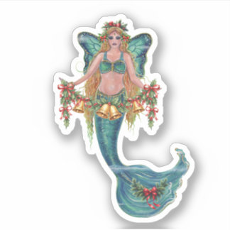 Christmas mermaid stickers by Renee Lavoie シール