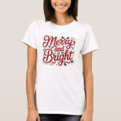 Christmas merry and bright pink red modern font tシャツ (正面)