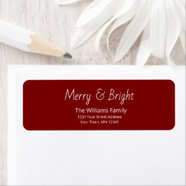 Christmas Merry and Bright Red Return Address  ラベル