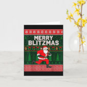 Christmas Merry Blitzmas Santa Football Ugly Sweat カード (黄色い花)