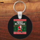 Christmas Merry Blitzmas Santa Football Ugly Sweat キーホルダー (正面)