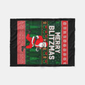 Christmas Merry Blitzmas Santa Football Ugly Sweat フリースブランケット (正面(横))