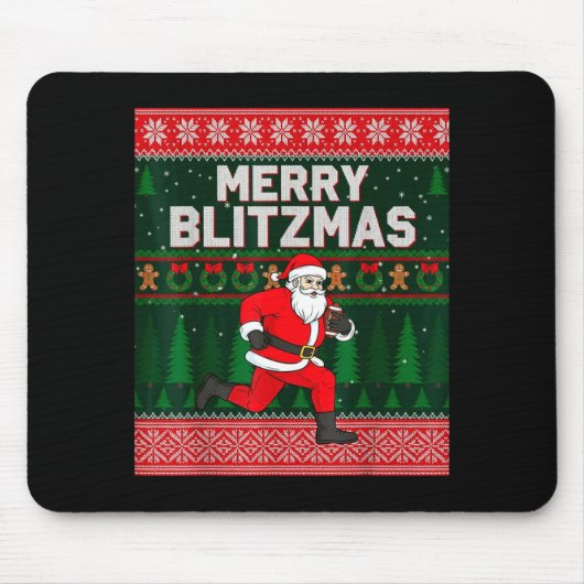 Christmas Merry Blitzmas Santa Football Ugly Sweat マウスパッド (正面)