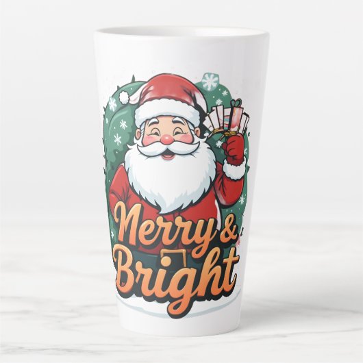 Christmas – “Merry & Bright Santa” カフェラテマグ (正面)