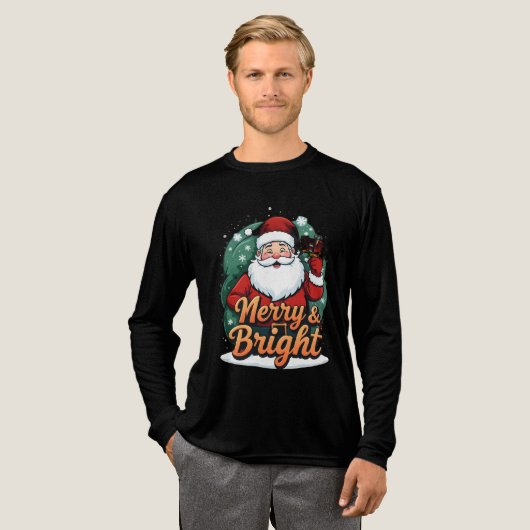 Christmas – “Merry & Bright Santa” トライブレンドＴシャツ (正面全体)