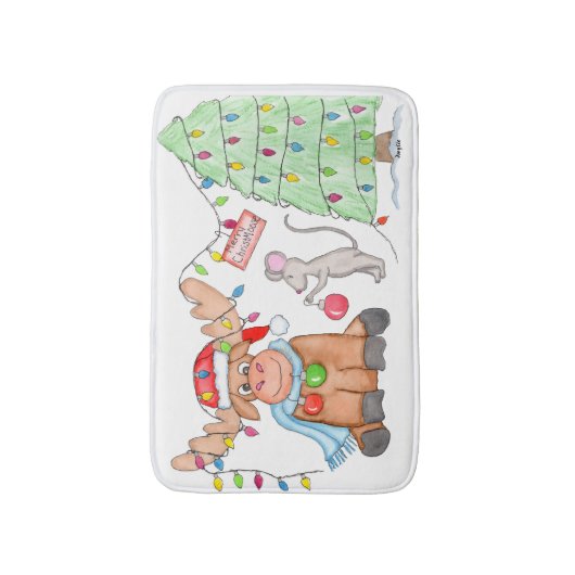 Christmas - Merry Christ-Moose! バスマット (正面縦)