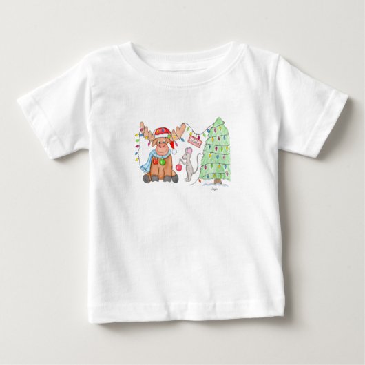 Christmas - Merry Christ-Moose! ベビーTシャツ (正面)