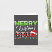Christmas Merry Christmas Bruh Buffalo Plaid Santa カード (正面)