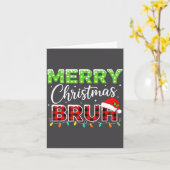 Christmas Merry Christmas Bruh Buffalo Plaid Santa カード (黄色い花)