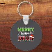 Christmas Merry Christmas Bruh Buffalo Plaid Santa キーホルダー (正面)