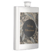 Christmas, Merry Christmas,Gold Blue Flowers Art  フラスク (右)