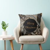 Christmas,Merry Christmas,Gold Blue Flowers Leaves クッション (椅子)