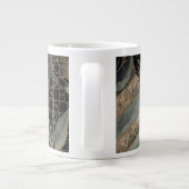 Christmas,Merry Christmas,Gold Blue Flowers Leaves ジャンボコーヒーマグカップ (裏面)