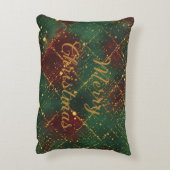 Christmas, Merry Christmas, Gold Red Green Pattern アクセントクッション (裏面(縦))