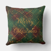 Christmas, Merry Christmas, Gold Red Green Pattern クッション (裏面)