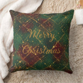 Christmas, Merry Christmas, Gold Red Green Pattern クッション (ブランケット)