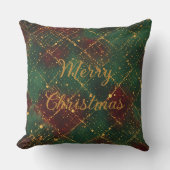 Christmas, Merry Christmas, Gold Red Green Pattern クッション (正面)