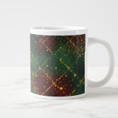 Christmas, Merry Christmas, Gold Red Green Pattern ジャンボコーヒーマグカップ (右)