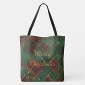 Christmas, Merry Christmas, Gold Red Green Pattern トートバッグ (裏面)