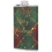 Christmas, Merry Christmas, Gold Red Green Pattern フラスク (左)