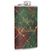 Christmas, Merry Christmas, Gold Red Green Pattern フラスク (右)