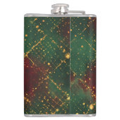 Christmas, Merry Christmas, Gold Red Green Pattern フラスク (裏面)