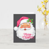 Christmas Merry Christmas Santa Face Jolly Santa C カード (黄色い花)