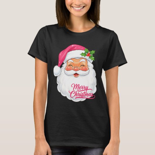 Christmas Merry Christmas Santa Face Jolly Santa C Tシャツ (正面)