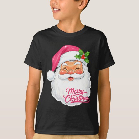 Christmas Merry Christmas Santa Face Jolly Santa C Tシャツ (正面)