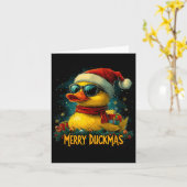 Christmas Merry Duckmas Funny Quackmas Pajama Duck カード (黄色い花)