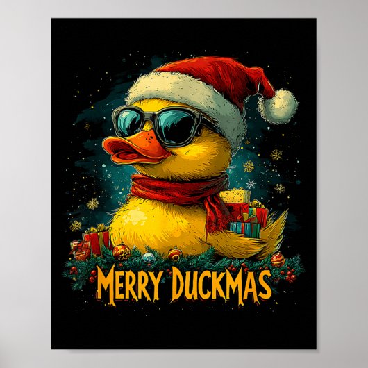 Christmas Merry Duckmas Funny Quackmas Pajama Duck ポスター (正面)