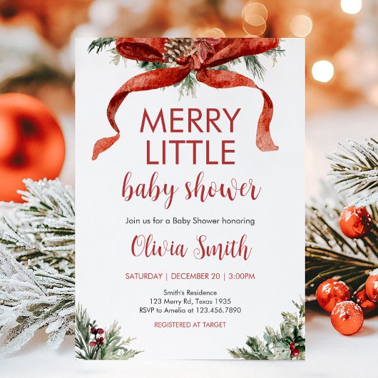 Christmas Merry Little Baby Shower  招待状