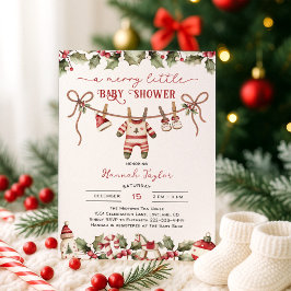 Christmas Merry Little Baby Shower 招待状