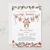 Christmas Merry Little Baby Shower 招待状 (正面)