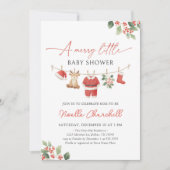 Christmas Merry Little Baby Shower 招待状 (正面)
