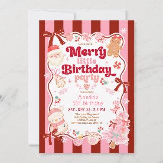 Christmas Merry Little Birthday Invitation 招待状