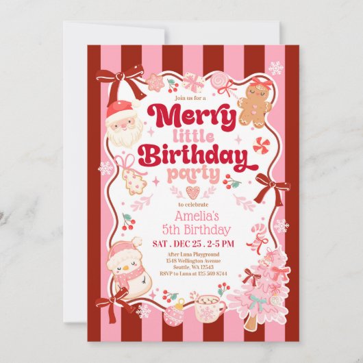 Christmas Merry Little Birthday Invitation 招待状 (正面)