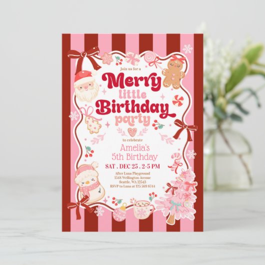 Christmas Merry Little Birthday Invitation 招待状 (スタンド正面)