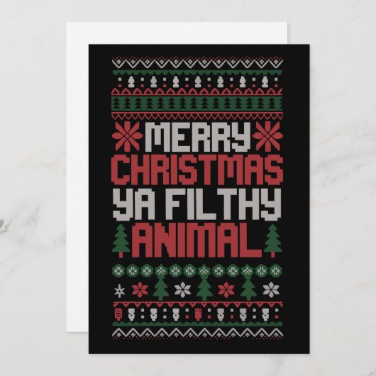 Christmas Merry Xmas Ya Filthy Animal Meme Ugly  招待状 (正面/裏面)