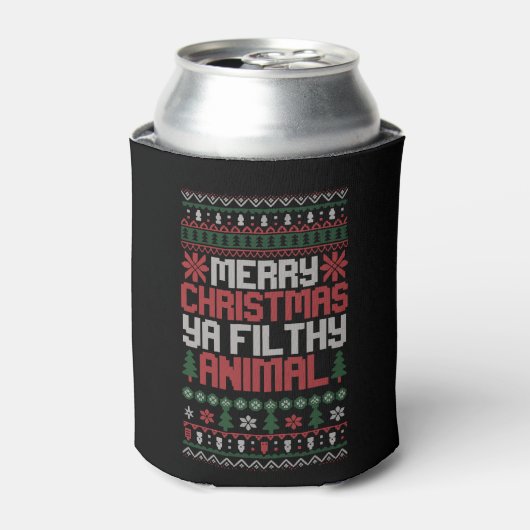 Christmas Merry Xmas Ya Filthy Animal Meme Ugly  缶クーラー (缶正面)