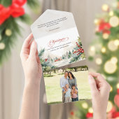 Christmas Message Watercolor Winter Scene オールインワン招待状