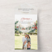 Christmas Message Watercolor Winter Scene オールインワン招待状 (内側)