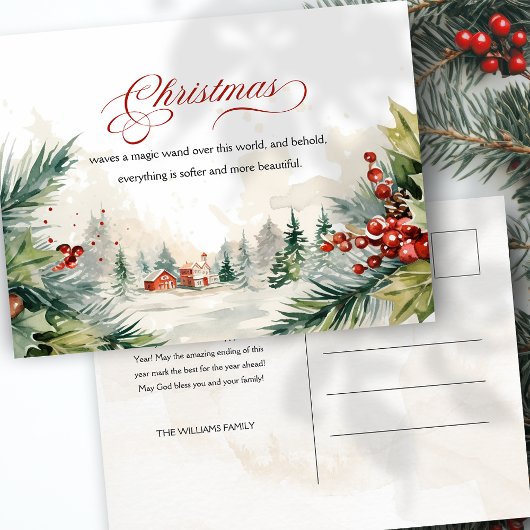 Christmas Message Winter Scene Non Photo シーズンポストカード